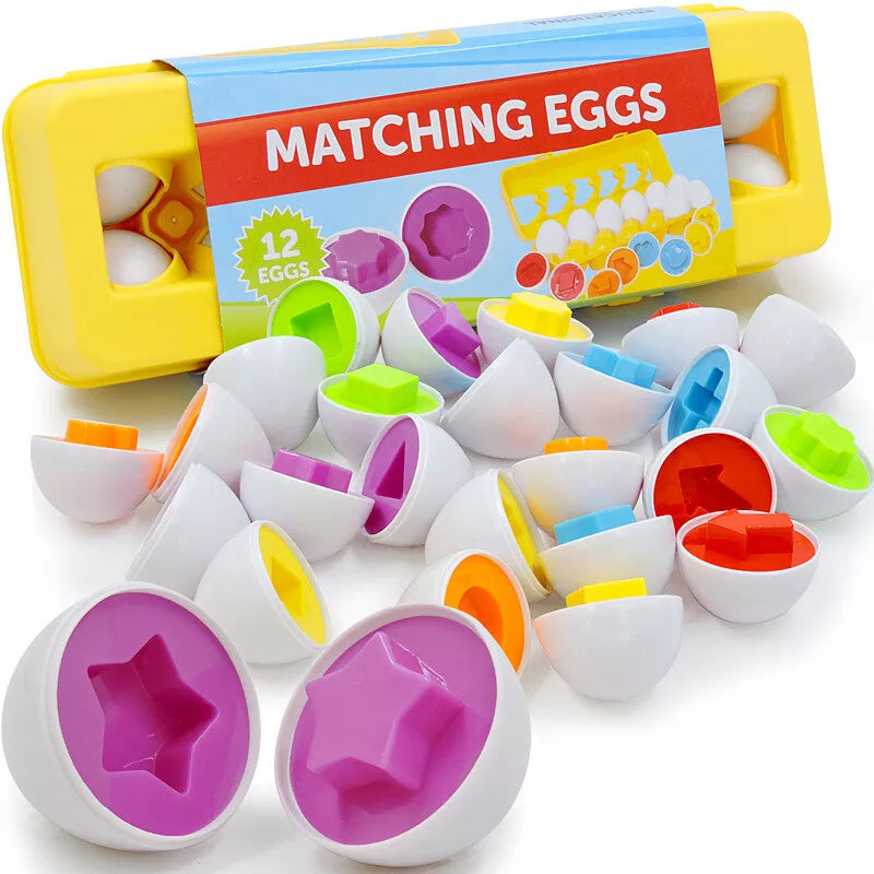 Caja de los Huevitos Sensoriales (Matching Eggs) con 12 piezas y cartonera amarilla