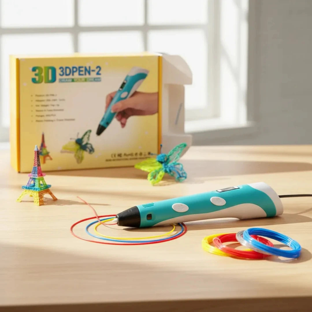 Kit de lápiz impresora 3D con caja, filamentos y figuras de colores — Magnolia Chile