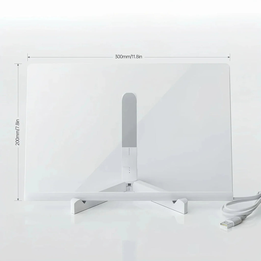 Medidas de la Pizarra LED LumiBoard: 30 cm de ancho por 20 cm de alto